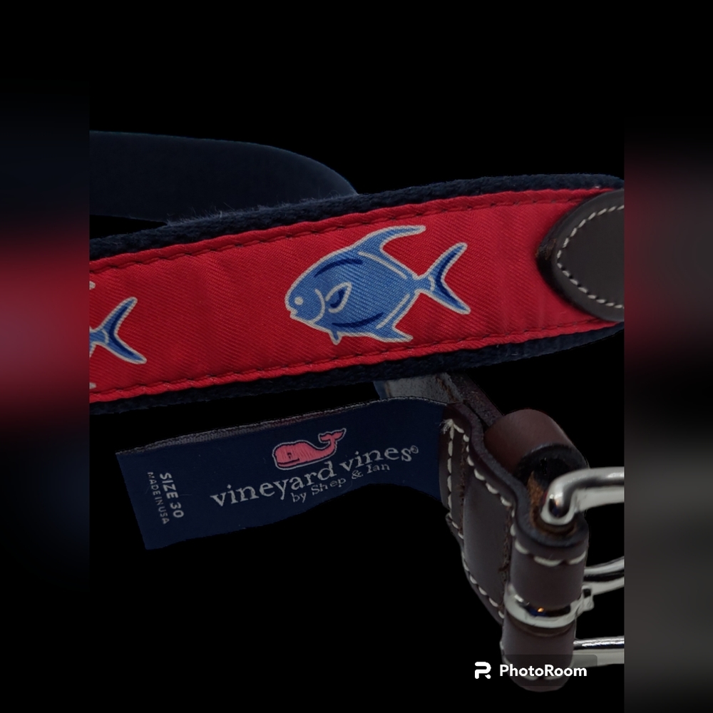Vineyard Vines by Shep & Ian Pompano Fish Design Men's Belt Size 30 - Picture 4 of 11